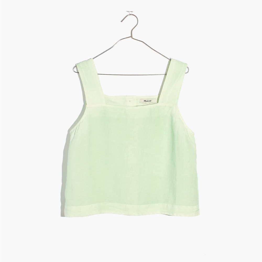 Madewell Sunside Button-Back Top: Earth-Dyed Edition in Mint Botanical